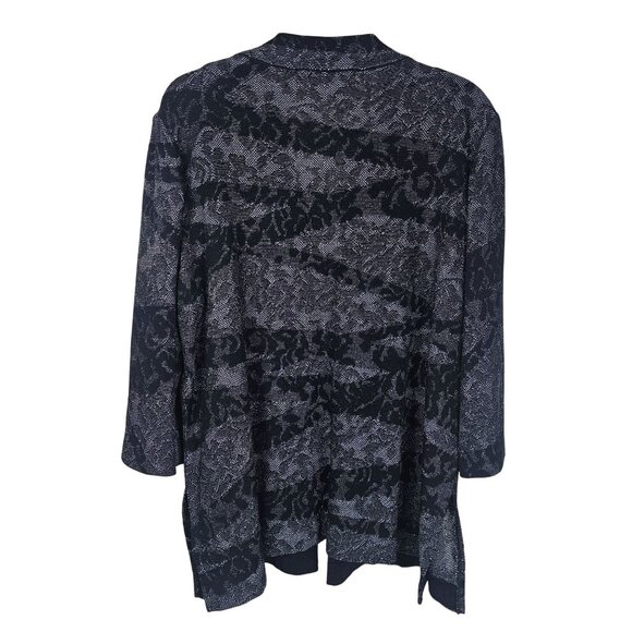 Ming Wang Knit Cardigan Jacket 1X Black & Gray Metallic Topper Cocktail Office - Picture 2 of 11